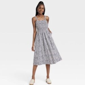Universal Thread Navy and White Floral Midi Dress